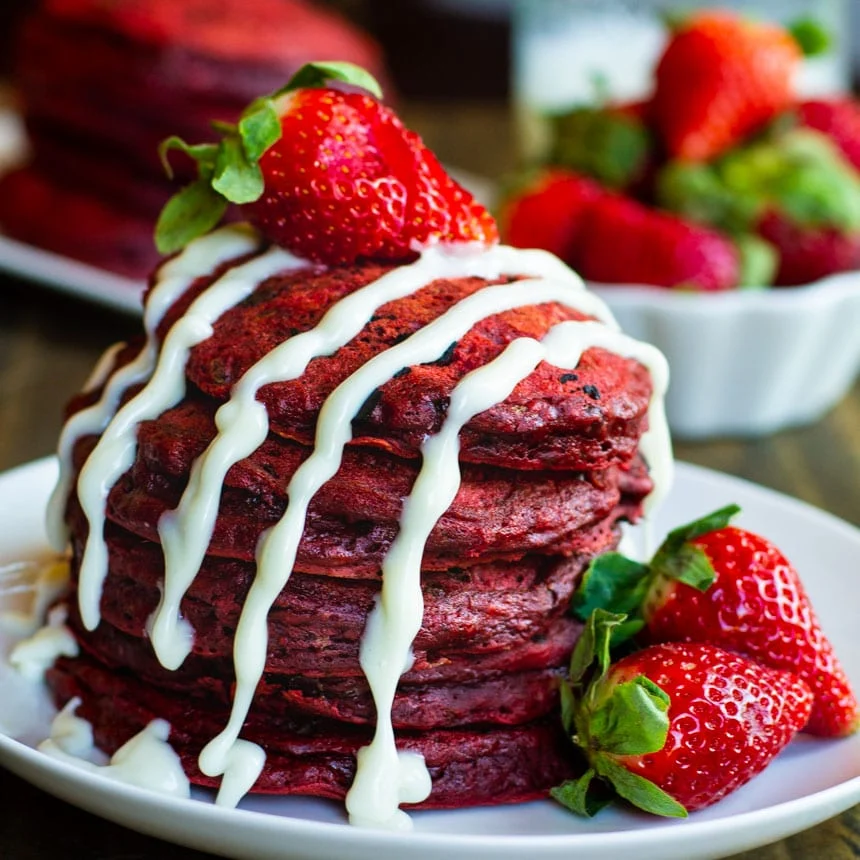 Red Velvet Pancakes For a Sweet Valentines Breakfast